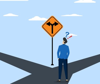 a man standing in front of a sign Thinking if generative AI is good for B2B sellers