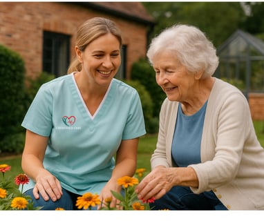 cherished care live-in carer and a woman given homecare