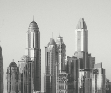 a black and white photo of a city skyline