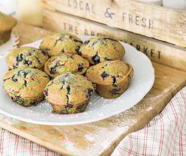 Muffins de arándanos en plato