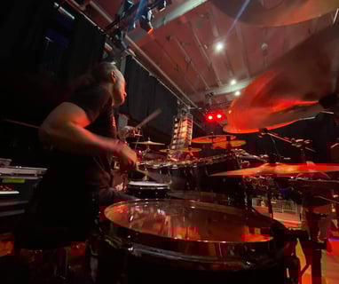 Nile drummer George Kollias playing drums live