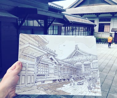 Urban sketch by artist evgeny bondarenko