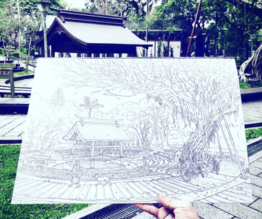 Urban sketch by artist evgeny bondarenko