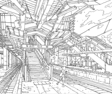 Train station by artist Evgeny Bondarenko