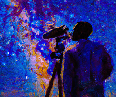 Hombre mirando por telescopio