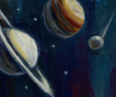 a painting of a painting of a planet with planets