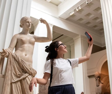 Visitor matching an artwork at the British Museum