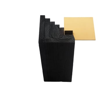 Vanity collectible design vase in ash wood sandblasted and polished brass