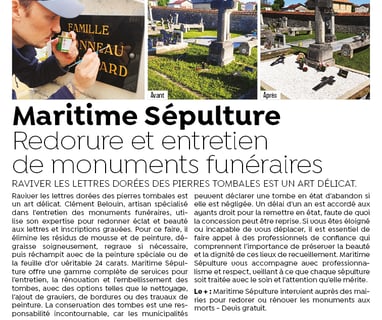 Maritime Sépulture : redorure et entretien de monuments funéraires en charente maritime