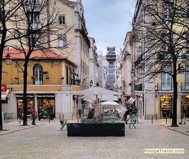 Grid-like wide streets of Lisbon center resulting from Pombaline reforms planning