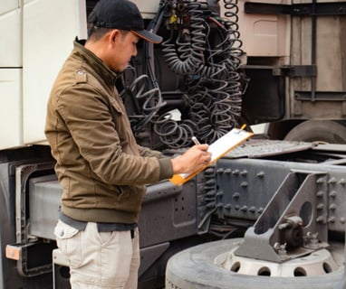 a man in a hat is standing in front of a truck