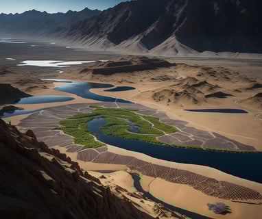 a view of a river in the desert