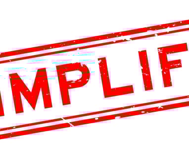 a stamp that says simplify depicting not over-egging business correspondence