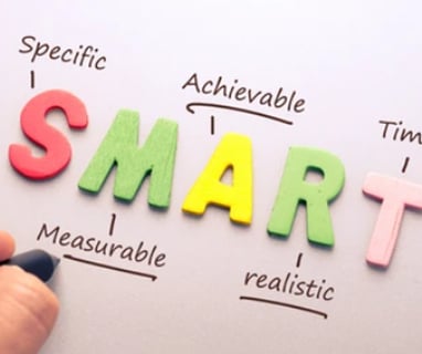 SMART stands for specific, measurable, achievable, relevant, and time-bound.