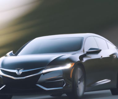 a black car with a white background and a blurry image of a car