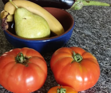 Our giant tomatoes , Merveille du Marché