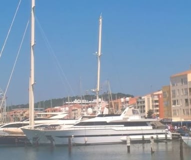 Large 'millionaires' yachts' , Centre Port, Cap d'Agde.