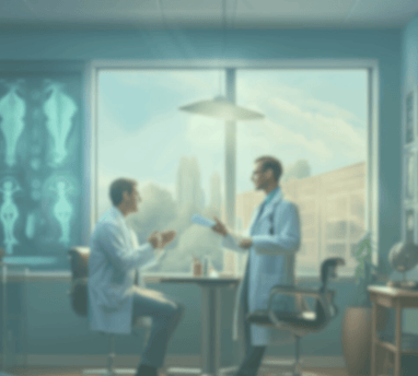a doctor and a patient in a hospital room