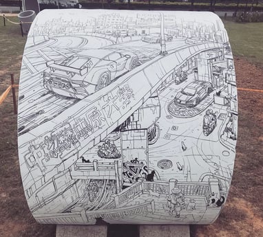 The mural of artist Evgeny Bondarenko. Park in Taiwan, Bade