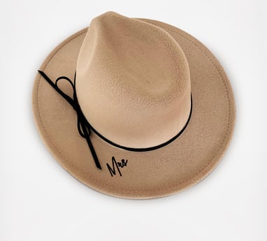 neutral color bridal fedora  