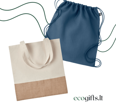 Ekologiški maišeliai, krepšiai, kuprinės, kompiuterio dėklai su įmonės atributika | ecogifts.lt
