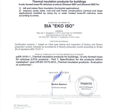 Ekowool sertifikatai