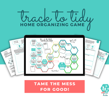 Track to Tidy game on tablet and paper