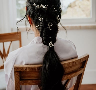 Braided wedding hairstyle for Asian bride