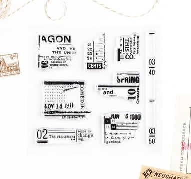 Distressed Vintage – Clear rubber stamp set 4x4 inches