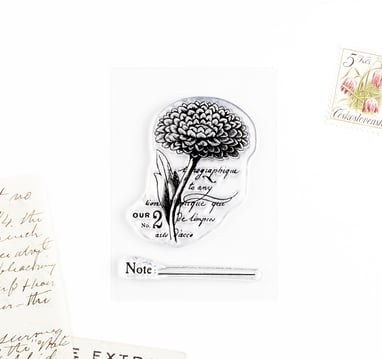 Floral Note – Clear rubber stamp set 2x3 inches