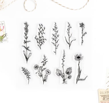 Vintage Flowers – Clear rubber stamp set 4x4 inches