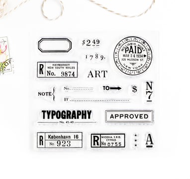 Typography – Clear rubber stamp set 4x4 inches