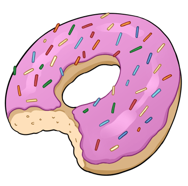 a donut with pink frosting and sprinkles