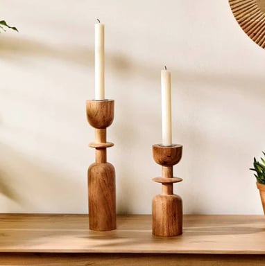 Sibu Acacia Wood Candlestick Holder