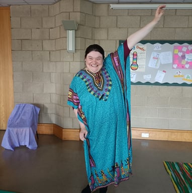 Young lady dancing with a big smile