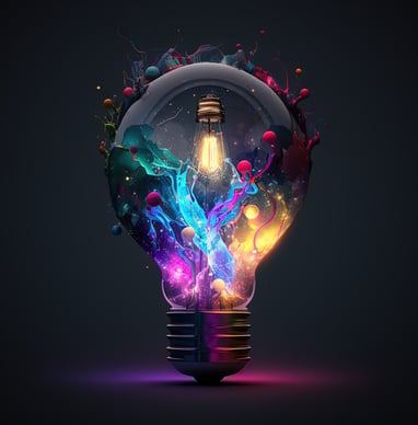 Brightly colored bulb representing brilliant ideas