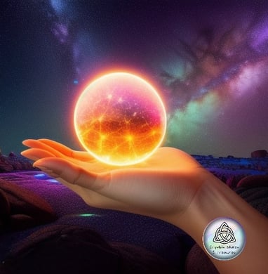 a person holding a glowing crystal orb in their hands
