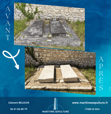 rénovation nettoyage de tombe ancienne en charente maritime