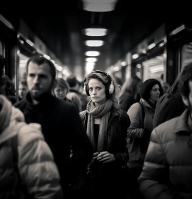 a woman in a headphones