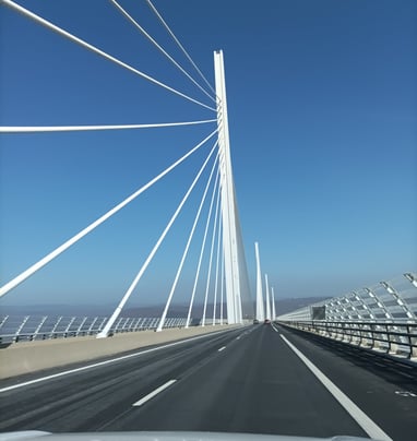 Passing over  the Millau suspension bridge 