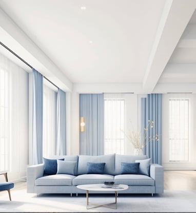 a living room with a couch and a chair
