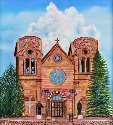 Basilica Cathedral Santa Fe by New Mexico Artist John Dick-Peddie