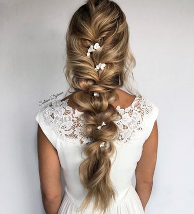 Image of Fishtail braid wedding hairstyle