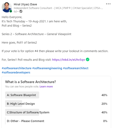 hiralvyasdave.com - Poll1 Result, part of Poll and Blog-Series2