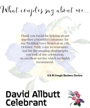 Review Of David Allbutt Ceremonies From A Google Business Review