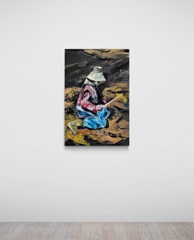 Oil on canvas titled 'Trillar' by Sherezade Morales, a visionary artist from Lanzarote.