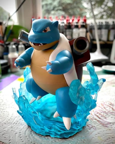 figurine en résine peinte à la main de tortank dans pokemon