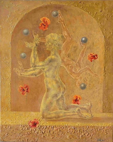 Renaissance souvenir, Skaiste Verdingyte, composition, oil on canvas, painting, Lithuanian artist