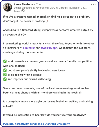 How LinkedIn post should look like