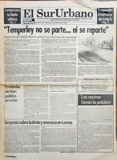 Diario Popular SurUrbano 14/12/1994 - Temperley no se parte